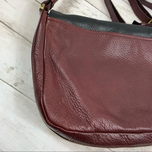 Fossil All Leather Crossbody Messenger Bag Flap Zip Around Expandable Colorblock - Picture 11 of 14